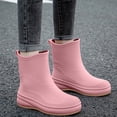 thumbnail image 4 of Women Mid Calf Waterproof Rain Boots, Matte Rubber Slip On Chunky Sole Mud Boots for Outdoor Rainy Days Pink 38, 4 of 9