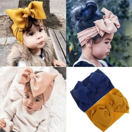 Toddler Girls Kids Baby Big Bow Hairbands Headband Stretch Turban Knot Head CN 
