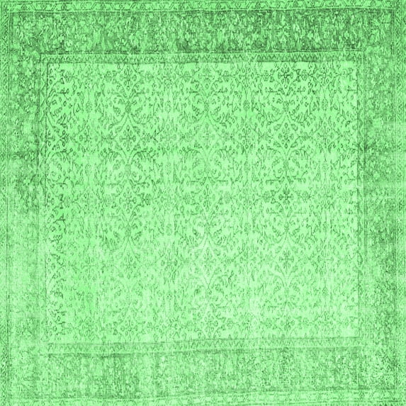 Ahgly Company Indoor Square Abstract Emerald Green Contemporary Area Rugs, 4' Square