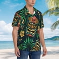 thumbnail image 3 of Yiaed Tropical Tribe Mask Print Hawaiian Shirt for Men Short Sleeve Button Down Shirts Beach Shirts for Men,Small, 3 of 7