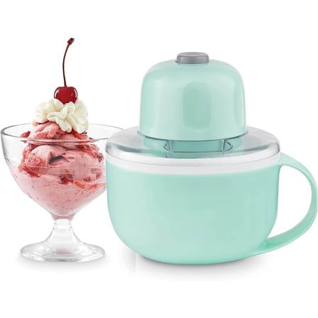 Ice cream maker - makes single servings of gelato, frozen yogurt, sorbet, etc. - easy to clean and use - light blue, 1 bowl