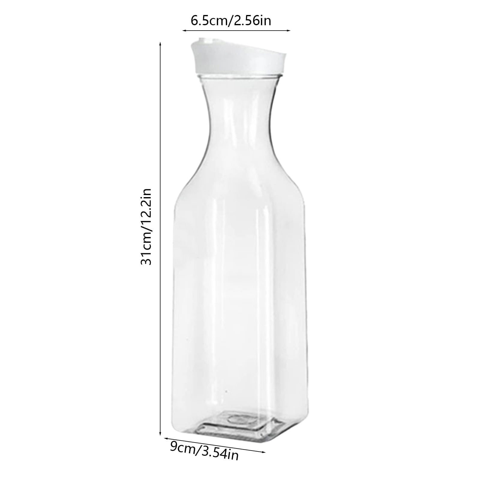 Bxaolu 50oz Plastic Juice Carafe with Lids (4 Pack) 1500ml Carafes for Mimosa Bar, Drink Pitcher with Lid, Milk Container, Clear Beverage Containers for Fridge, Pantry Storage, Square Pitchers