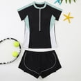 thumbnail image 6 of Girls Swimsuit Girls 2 Piece Swimsuit with Front Zipper & Short-Skirt Bottom Ash Trim Bathing Suit for Size 6-18, 6 of 6