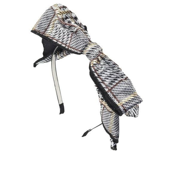 Motique Accessories 0.5 inch Ribbon Headband with Velour Plaid Vintage Bow