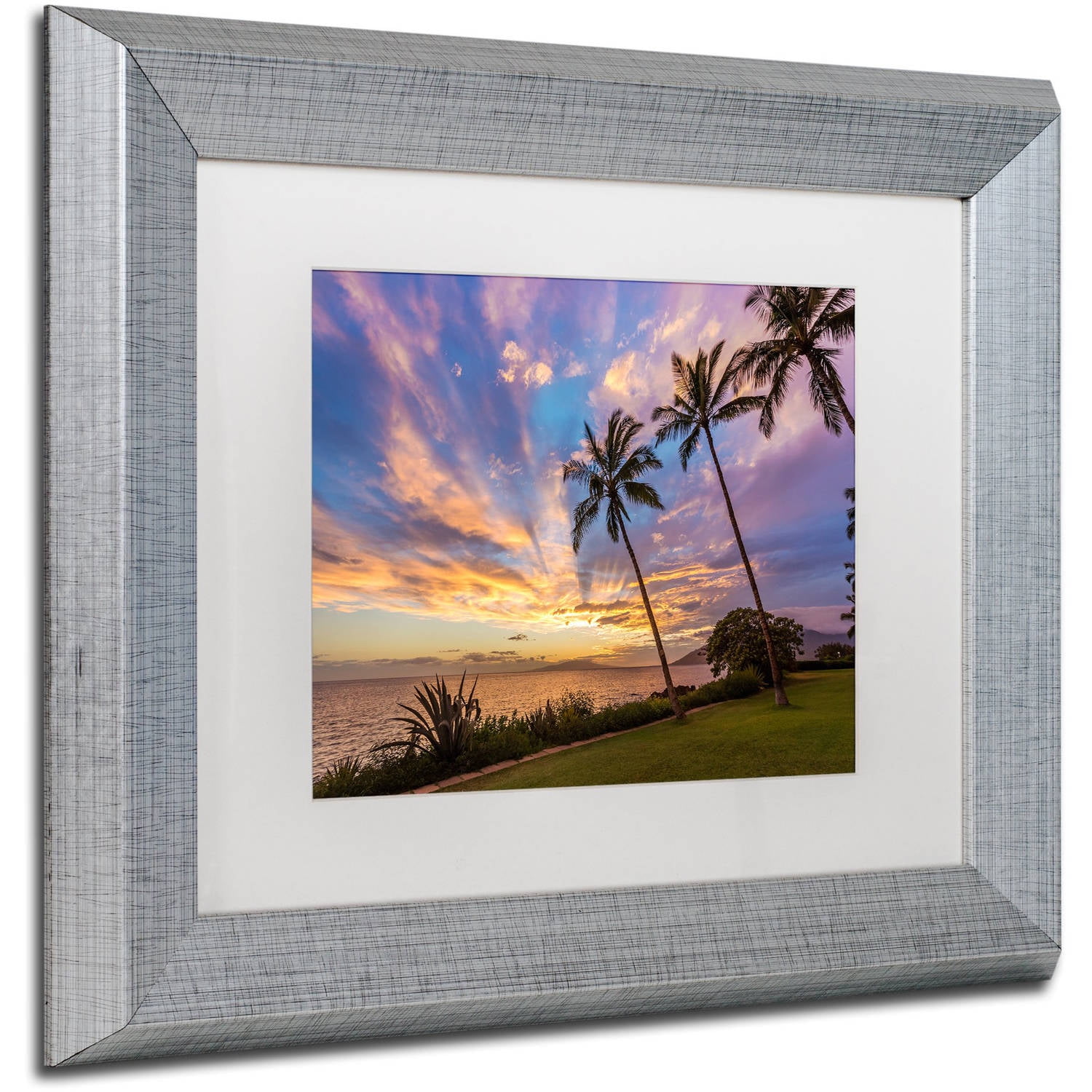 Trademark Fine Art 'Magical Hawaiian Sky' Canvas Art by Pierre Leclerc, White Matte, Silver Frame