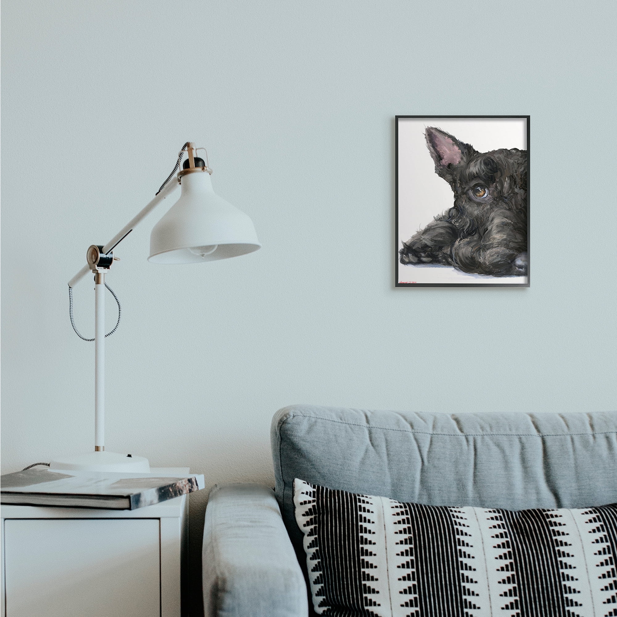 Stupell Industries Sleepy Scottish Terrier Portrait Adorable Pet Dog Black Framed, 11 x 14, Design by George Dyachenko