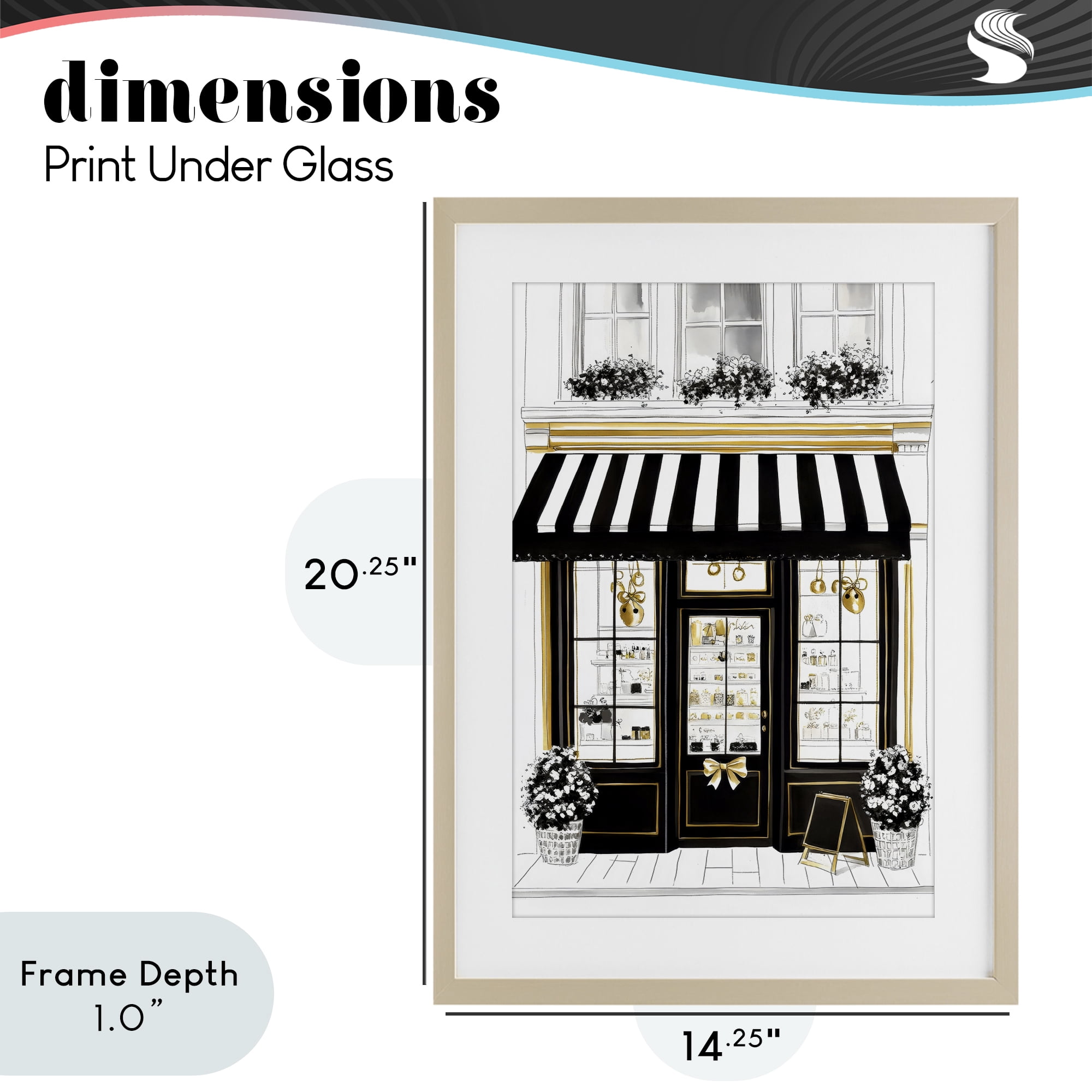 Stupell Industries Paris Storefront Window Display Birch Framed Print Under Glass, design by Petal Prints Design