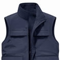 thumbnail image 4 of Jackets for Men, Men's Stand Collar Sleeveless Work Vest Jackets with Multi Pockets | Lightweight Casual Sport Coat,Casual Regular Fit Street Outerwear, 4 of 4