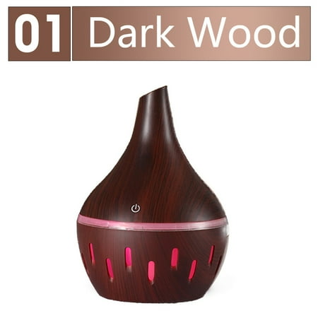 

300ML USB Silent Humidifier Electric Oil Aromatherapy Wood Grain Ultrasonic Air Diffuser with 7 Colors Lights Diffuser for Bedroom Office Car