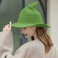 thumbnail image 2 of SAWOBUUN Cotton Yarn Witch Hat for Kids & Adults Soft Knitted Pointed Wizard Hat Foldable Halloween Accessory, 2 of 9