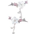 thumbnail image 2 of Pendientes de flores Nikou con borlas de corazón y decoración de diamantes de imitación plata pura, 2 of 15