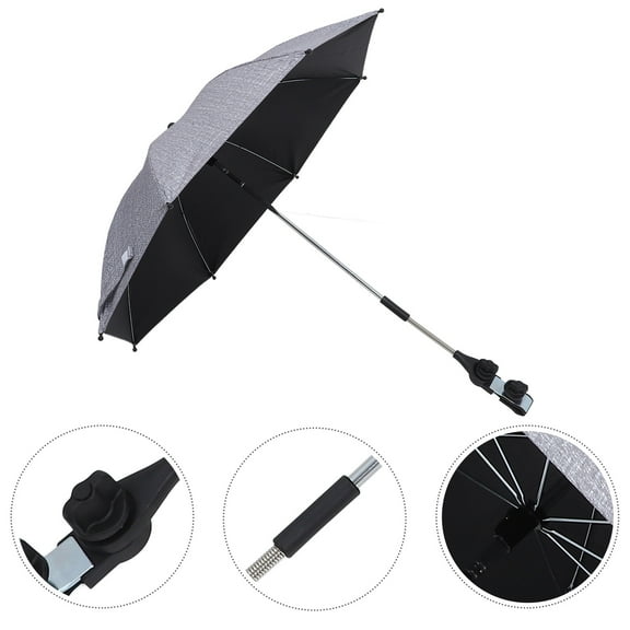QIFULL Child Stroller Sunshade Umbrella Grey Cloth Wind Resistance 1 Set