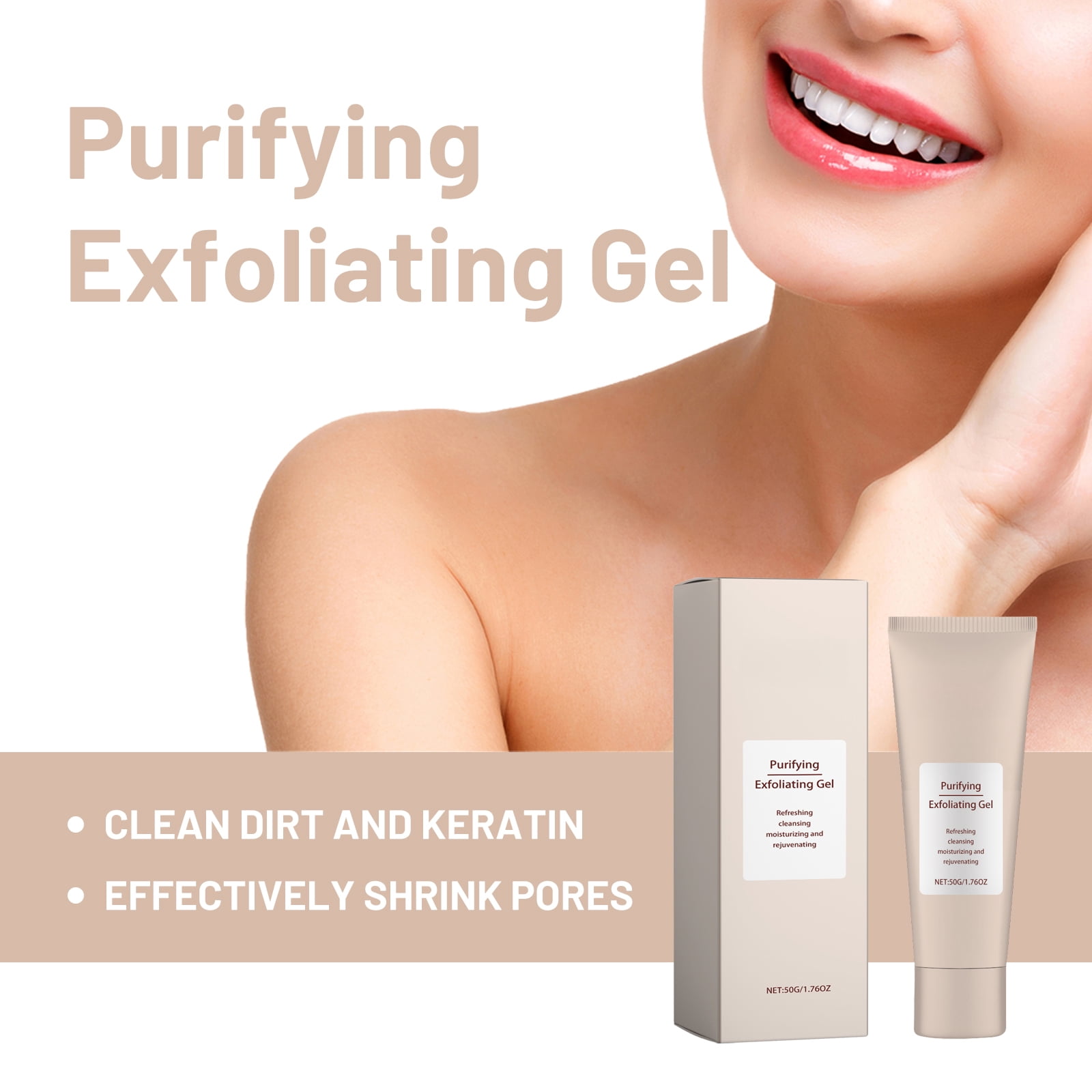 Alvantor Purifying Exfoliating Gel Face Scrub, Deep Pore Cleanser Blackhead Remover, 1.76oz