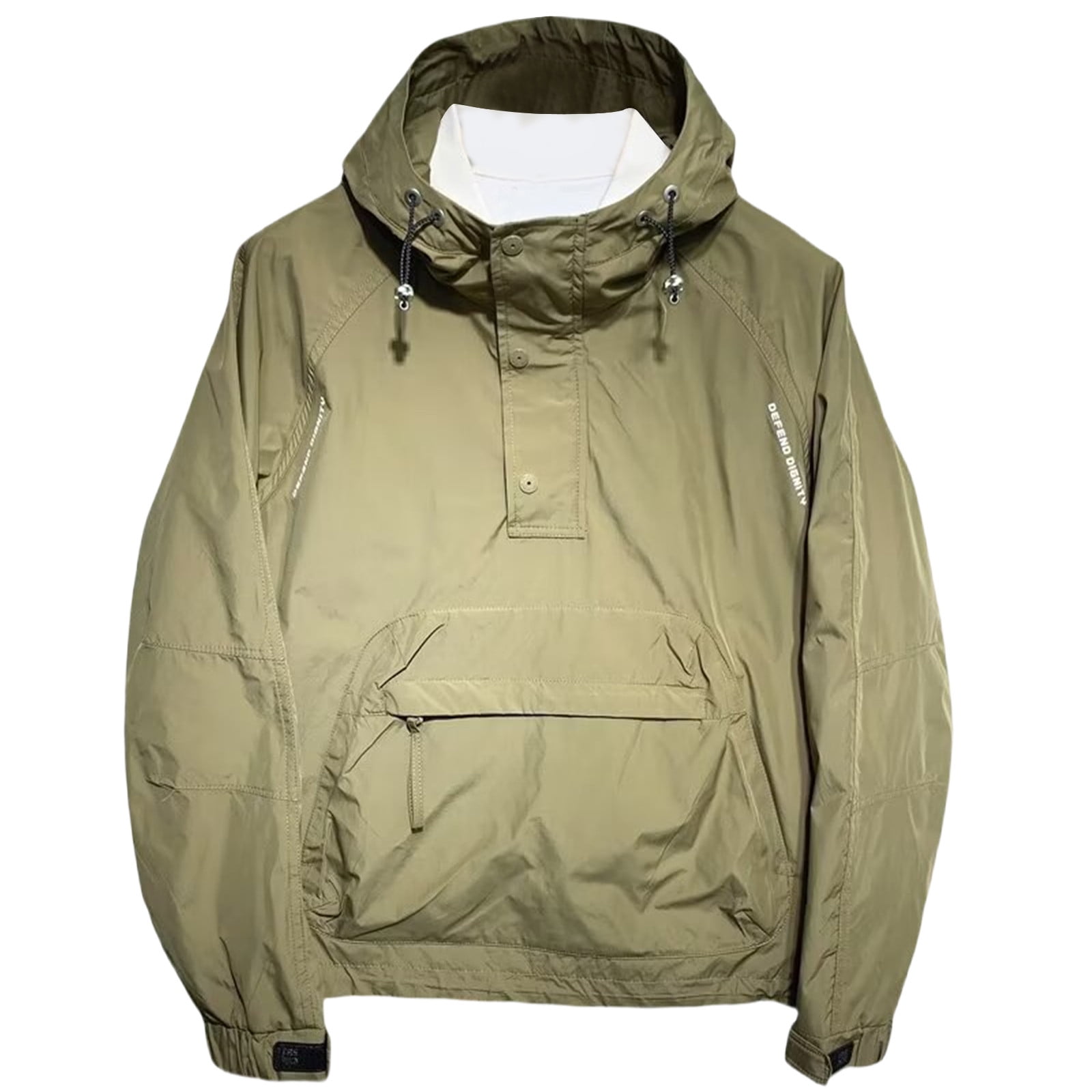 UVEASISHA Men's Anorak Pullover Quarter-Zip Hooded Jacket Waterproof Lightweight Windbreaker Hoodies Outdoor Golf Rain Jackets with Pockets Khaki 3XL