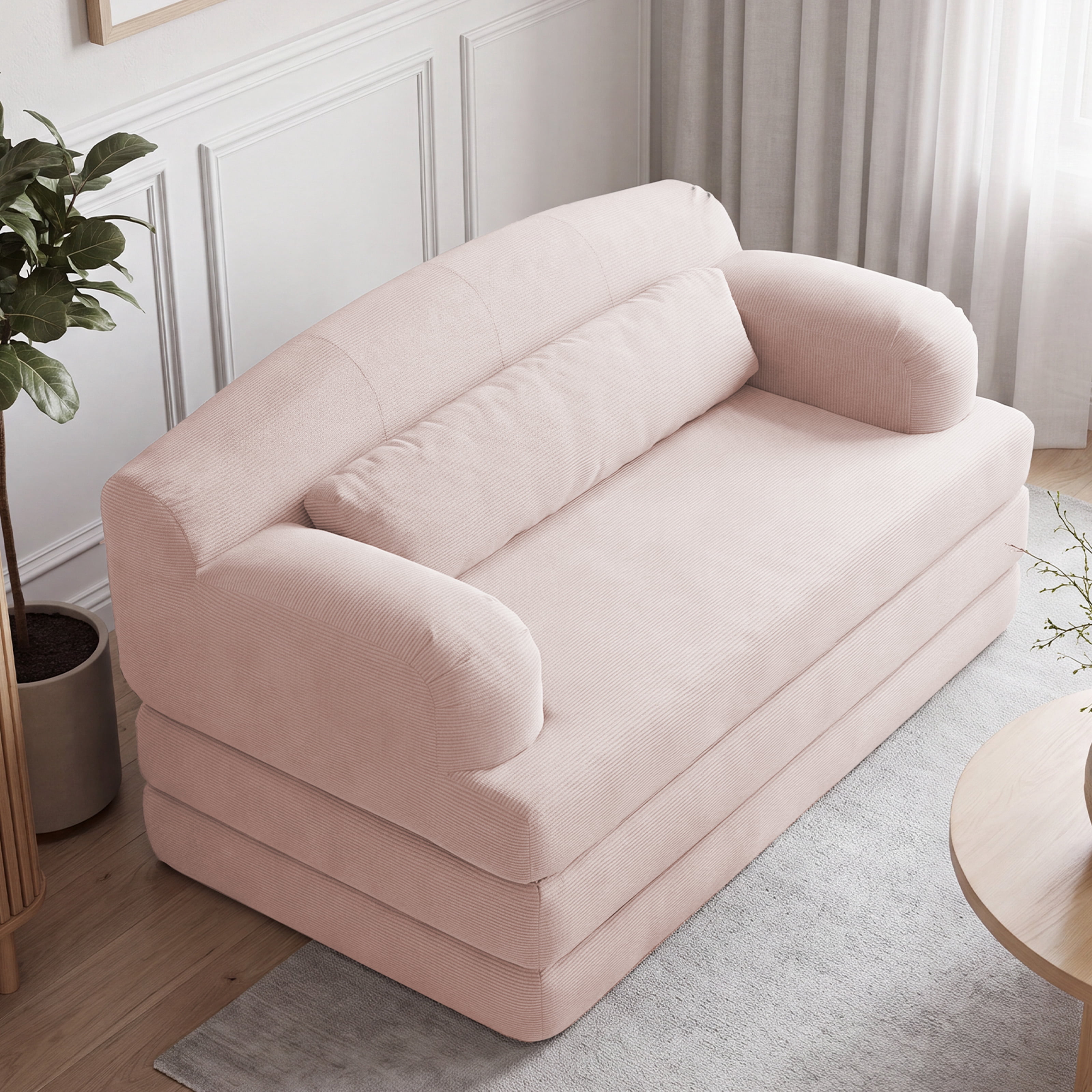Leumius Futon Sofa Bed, Convertible Sofa Bed,Folding Boneless Couches,Low-Profile Boneless Couch for Living Room,15.8" H Low Seat Small 57" Foldable Floor Sleeper Mattress Lounge Space‑Saving