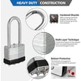 thumbnail image 4 of Queilt Keyed Alike Padlocks, Nickel Plated Padlocks Keyed Alike Set of 12, Key Lock with 1-9/16"(40mm) Wide Body 2-inch Long Shackle for Storage Unit, Sheds, Garages and Fence, 4 of 5
