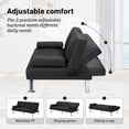 thumbnail image 3 of Modern Faux Leather Futon with Cup holders and Pillows Convertible Folding Sofa Bed, 3 of 7