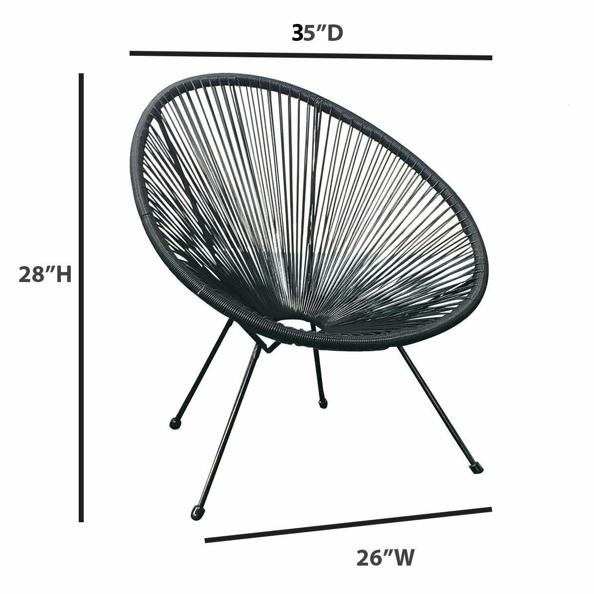 Gearhart Patio Chair, This hip, retro, pear-shaped chair is just the right amount of casual when it''s placed on the patio or deck, This weaving technology lounge chair brings ergonomic comf - image 3 of 4