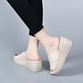 thumbnail image 5 of Lovskoo 2024 Women's Platform Wedges Sandals Open Toe Summer Ladies Slides Thick Soled Shoes Casual Slippers Beige, 5 of 7