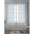 thumbnail image 4 of Blue Striped Curtains 63 Inch Length, Sheer Curtains for Bedroom Living Room Window Blue White Stripes Farmhouse Rod Pocket Voile Drapes Kitchen Curtains Small Half Window 42"x63" 2 Panels, 4 of 7