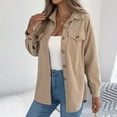 thumbnail image 5 of Women's Casual Lightweight Jacket Solid Color Lapel Pocket Button Long Sleeve Coat Outwear, 5 of 8