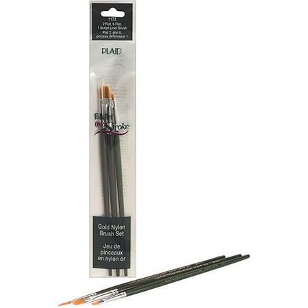 Plaid 1-Stroke Brush Set, #2 Flat, #6 Flat, #1 Script
