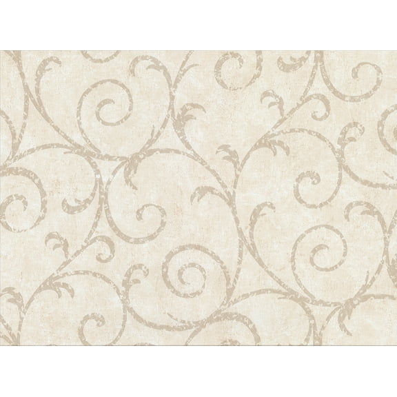 Warner Textures Sansa Cream Plaster Scroll Wallpaper, 27-in by 27-ft, 60.8 sq. ft