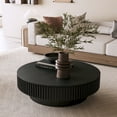 thumbnail image 3 of Kevinplus  39.37'' Round Coffee Table with Storage Solid Wood Veneered for Living Room, Bedroom, Apartment or Office, Black, 3 of 9