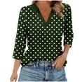 thumbnail image 3 of AnuYalue Polka Dots Tunic Blouses for Women Casual V Neck Tops 3/4 Length Sleeve Work Tee Shirts, 3 of 8