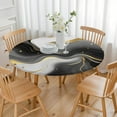 thumbnail image 3 of Black and Gold Marble Glitter Splashes Pattern Round Fitted Tablecloth with Elastic Edge,Dining Table Cover Waterproof,Outdoor Round Tablecloth for Camping,Dining,Indoor and Outdoor, 3 of 7