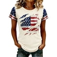 thumbnail image 5 of Women's 250th Anniversary Patriotic T-Shirt - Distressed American Flag Graphic Tee - Short Sleeve Crew Neck Top - USA Independence Day 2026 Casual Shirt Beige L, 5 of 6