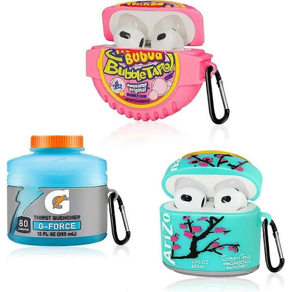 (3Pack)Food Airpod 3 Case for Airpods 3rd Gen, 3D Cartoon Airpods 3 Cover Funny Cute Silicone Protective Case for Airpods 3rd Generation 2021 for Girl