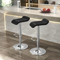 VECELO Set of 2 Bar Stools, Modern Swivel Adjustable Height Counter Barstools with Footrest for Kitchen/Bar/Dining Room/Living Room/Party, Black