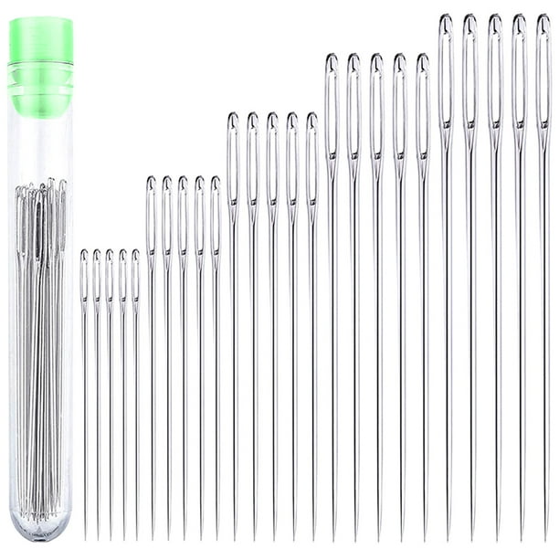 25 Unids 5 Tamaños Agujas De Costura De Ojo Grande Con Tubo De Almacenamiento Universal Ojo Grande Aguja De Coser A Mano Accesorios De Bordado Para Artesanía Diy Muyoka Hogar