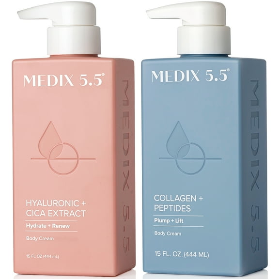 Medix 5.5 Collagen   Peptide Body Cream and Medix 5.5 Hyaluronic   Cica Body Cream. Set of Two 15 fl oz