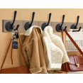 thumbnail image 2 of TOFIIGREM Ganchos para toallas de pared, color negro, paquete de 5, ganchos para batas, de metal resistente, doble gancho para baño, ganchos para sombreros montados en la pared, para cubículo, baño, c, 2 of 5