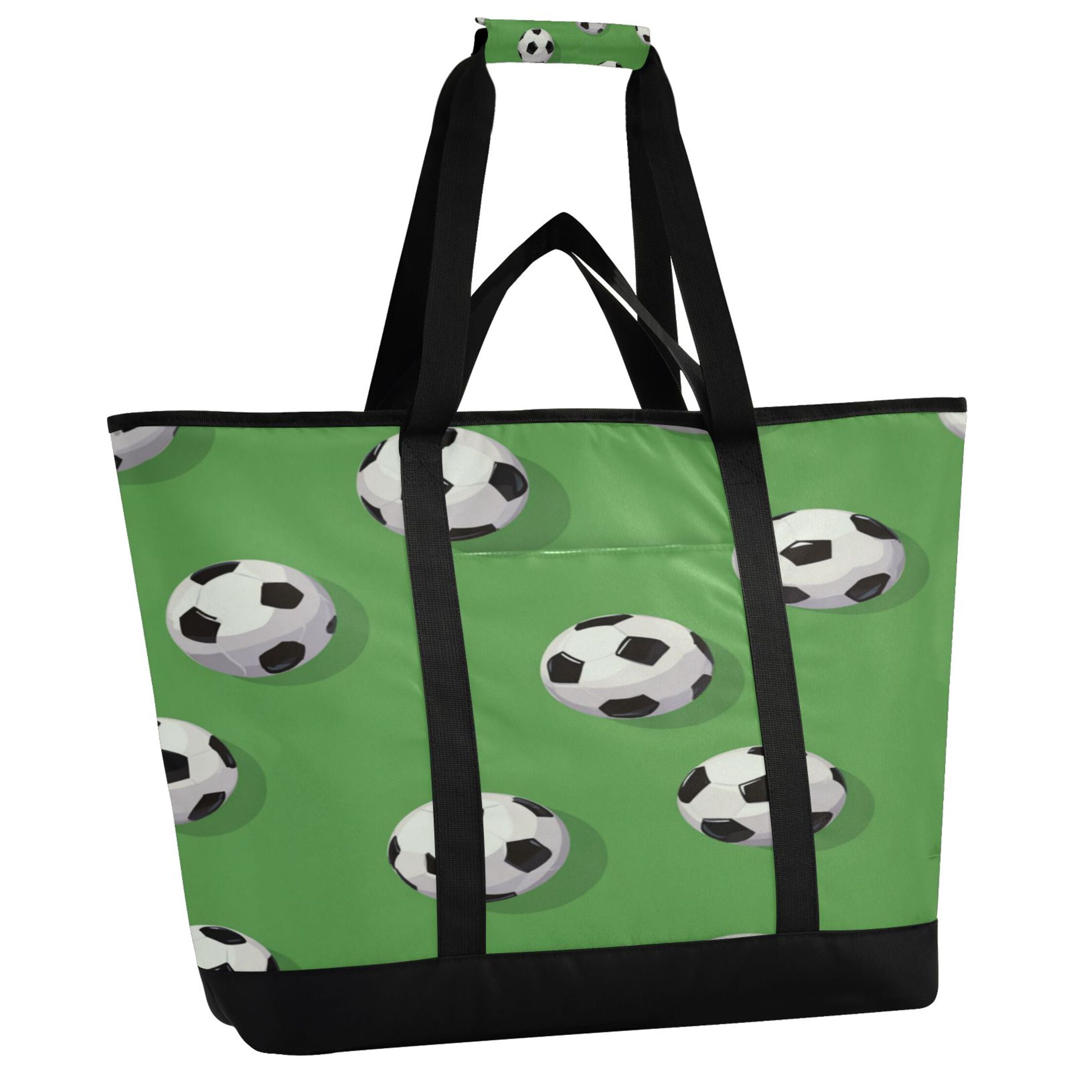 Extra-Large Wide Opening Design Capacity Hand-Held Ice Pack Thickened Insulation Layer For Long-Lasting Cold Retention For Outdoor Shopping Picnics And Camping Soccer Balls Pattern