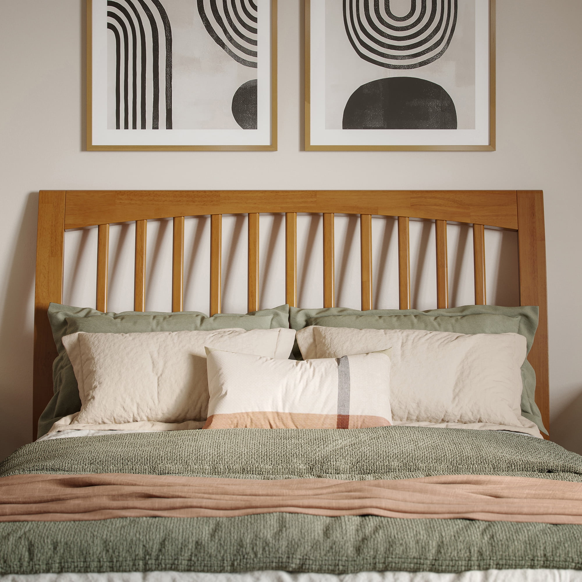 AFI Orleans Full Sleigh Solid Wood Slat Headboard, Light Toffee