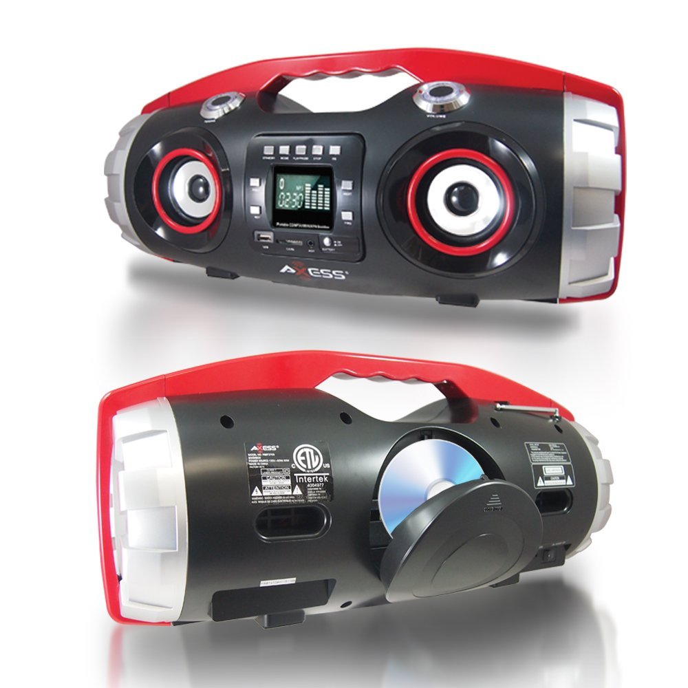 Axess Products PBBT2709RD Axess Portable Bluetooth Fm Radio Cd Mp3 Usb Sd Heavy Bass Boombox Red - image 2 of 3