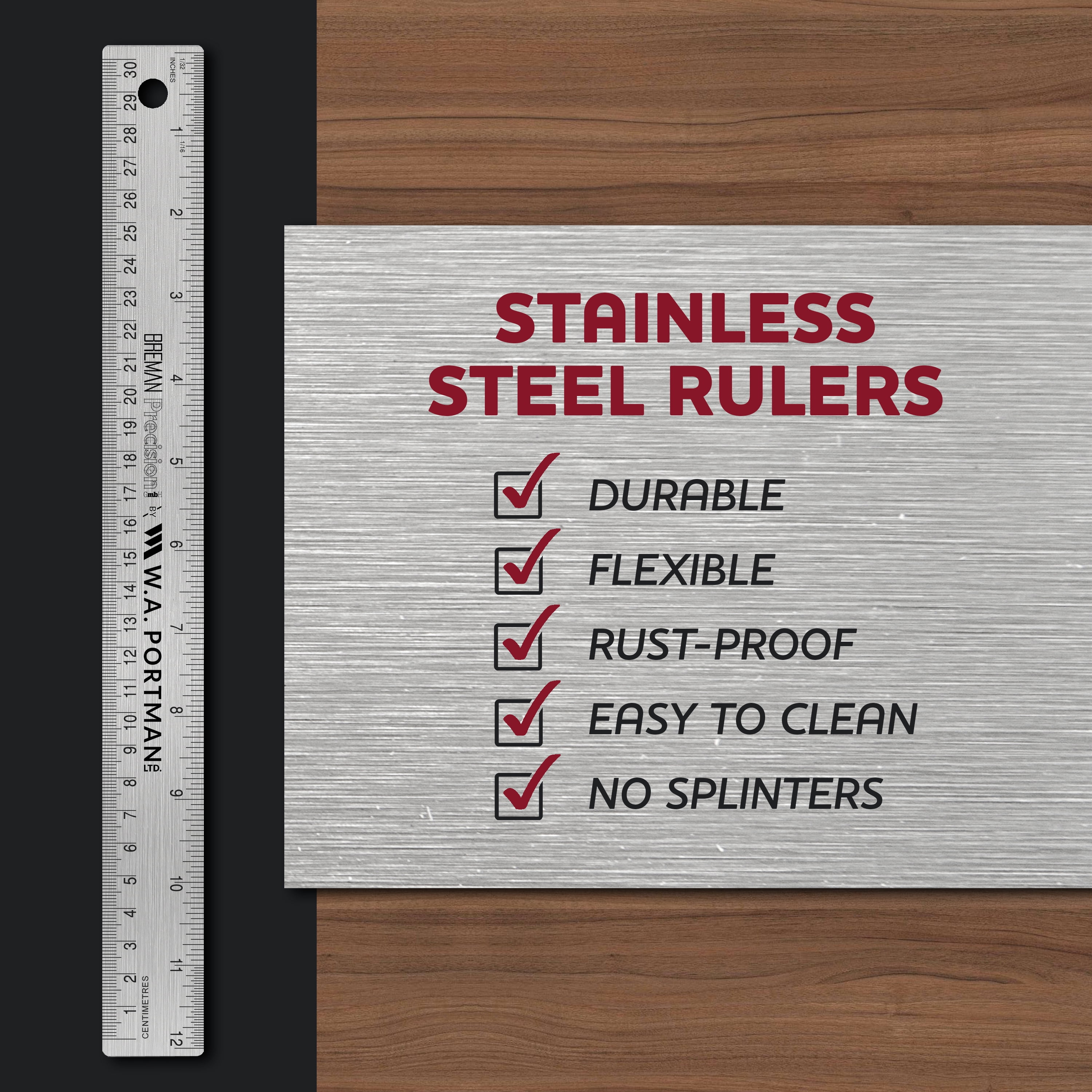 US Tape 24 In. stainless steel ruler with patented CenterPoint scale 50002  from US Tape - Acme Tools