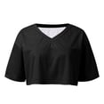 thumbnail image 4 of Women's T Shirts Short Sleeve Tees Solid Color V Neck Crop Athletic Shirts Tops, 4 of 5