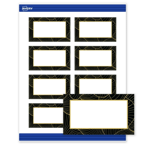 Avery Rectangle Business Cards, Black with Gold Pattern, 2" x 3.5"
