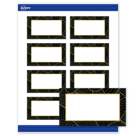 Avery Rectangle Business Cards, Black with Gold Pattern, 2" x 3.5"