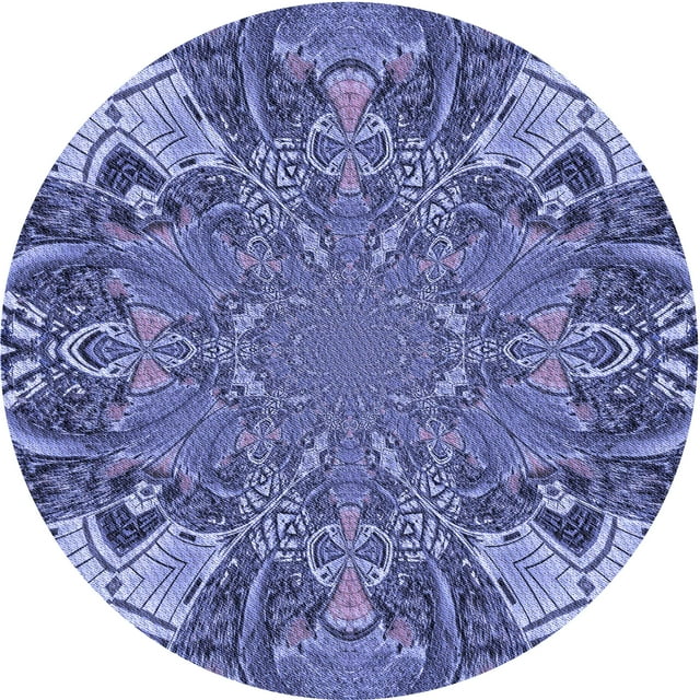 Ahgly Company Machine Washable Indoor Round Transitional Deep Periwinkle Purple Area Rugs, 7' Round