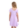 thumbnail image 7 of Stelle Casual Sundress Short Sleeve A-Line Twirly Skirt Skater with Pockets High Waisted Knee Length Flared Swing Party Dance Dress for Big Girls,Lavender,5T, 7 of 7