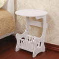 thumbnail image 4 of Hovmgk Living Room Mini Round Storage Table, Compact Coffee Table, Stylish Small Nightstand for Bedroom, Practical Storage for Magazines, Books, Decorations, White Wood, Easy to Clean, 4 of 6