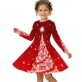 thumbnail image 2 of Girls' Long Sleeved Dresses Comfortable Christmas T-Shirt Dress Xmas Dress Up Outfits (Red2), 2 of 5