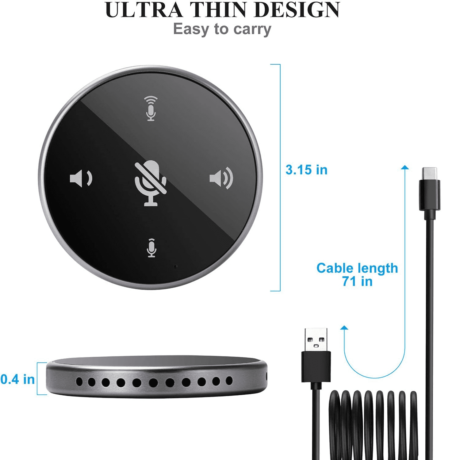 Upgrated USB Conference Microphone with Speaker,Laptop Omnidirectional Computer Mic with Touch-Sensor to Mute/Volume,for Zoom Meetings,Skype,VoIP Call,Interview,Christmas Stocking Stuffers Surprise