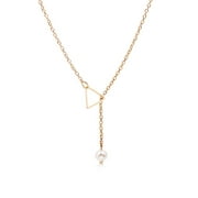sailomarn Women Chain Choker Chunky Statement Necklace Triangle Pearl Pendant Adjustable