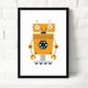 thumbnail image 3 of Cartoon Robot Wall Art Canvas Print Poster, Simple Cute Watercolor Art Drawing D, Kids Room Decor, 3 of 4